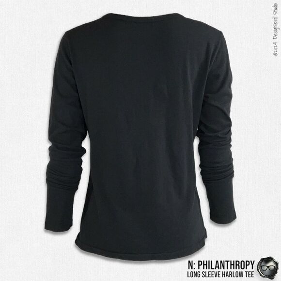 N:PHILANTHROPY LONG SLEEVE HARLOW BFF TEE SHIRT IN BLACK CAT CUT OUT NECK BAND - Picture 4 of 12